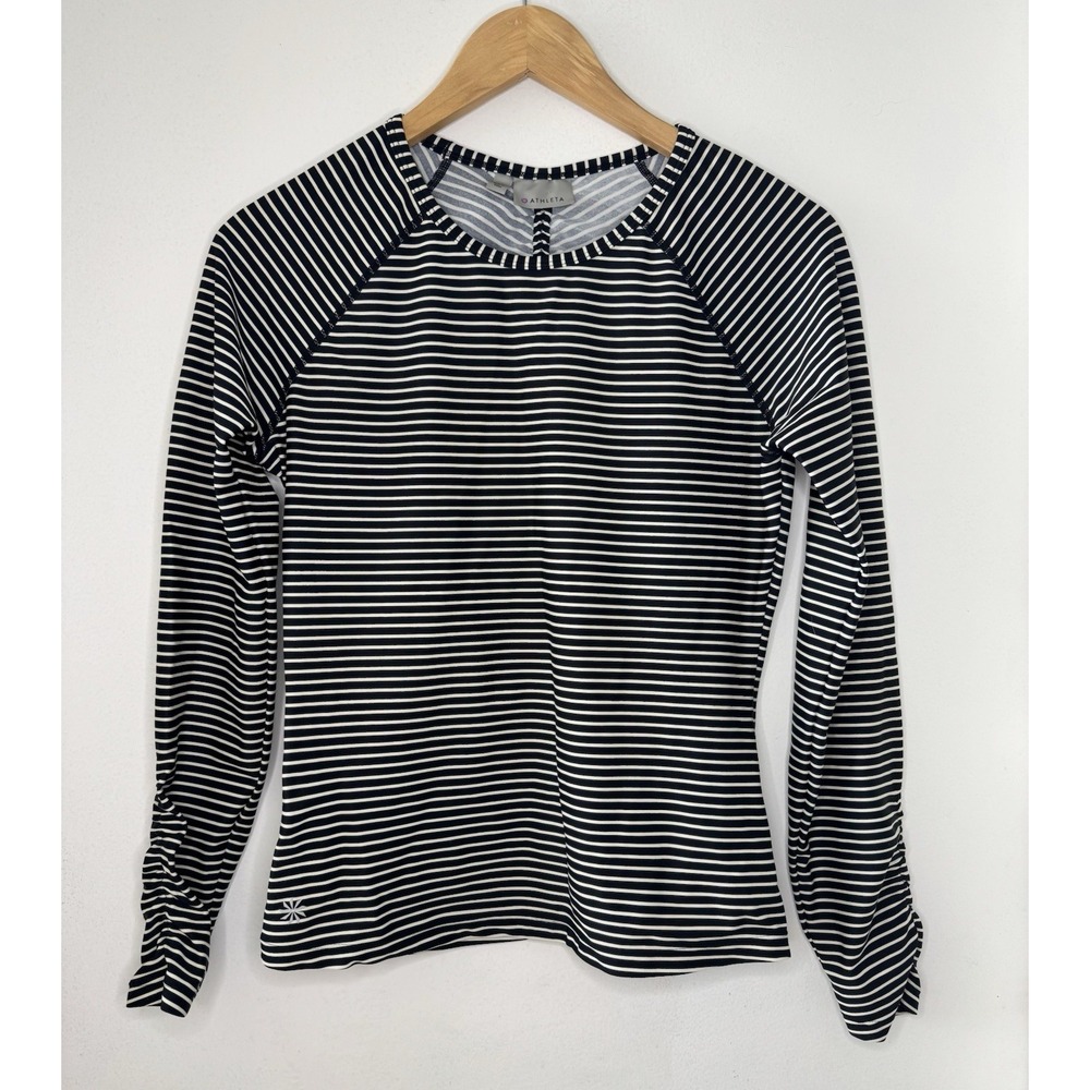 Athleta Striped Rashguard Women's Swim UPF Sun Protection Long Sleeve Top Small